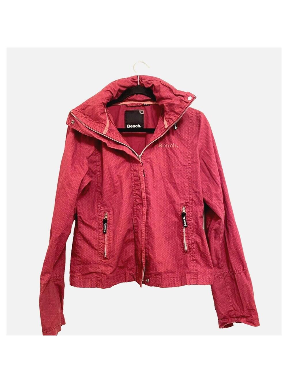 Bench Women’s Red Spring Jacket Softshell Hiking Windbreaker Coat Light Collar